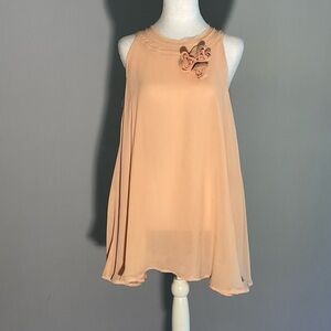 Twelve by Twelve Small Soft Apricot Layered Chiffon Blouse with Bouquet